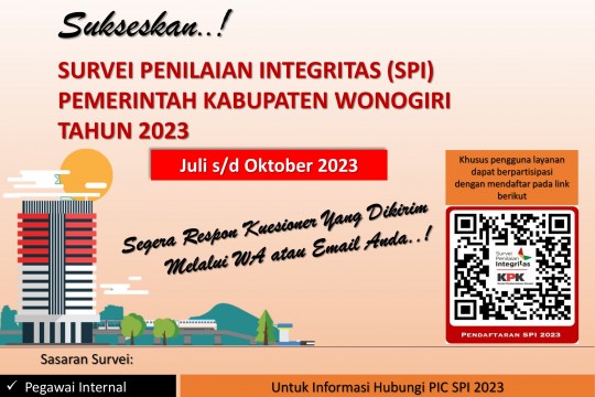 Survei Penilaian Integritas 2023 Dimulai, Ayo Berpartisipasi Untuk Cegah Korupsi....